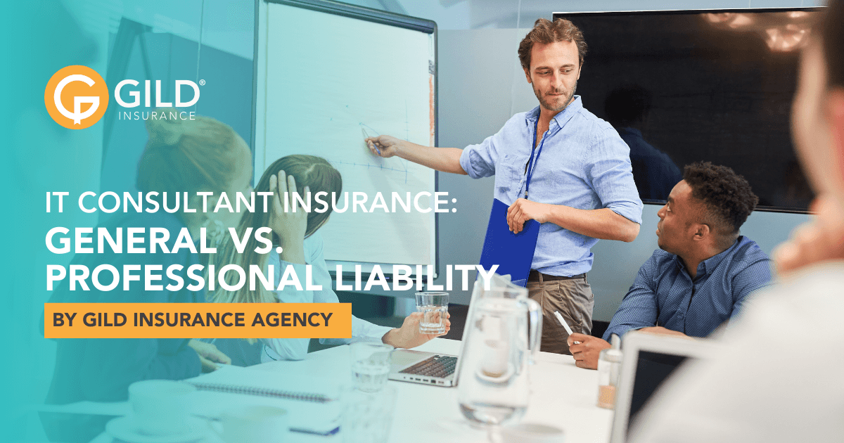 A man speaking to a group about IT Consultant Insurance