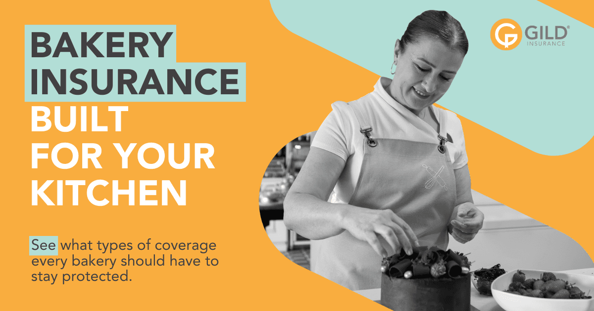 A woman working in a bakery with bakers insurance