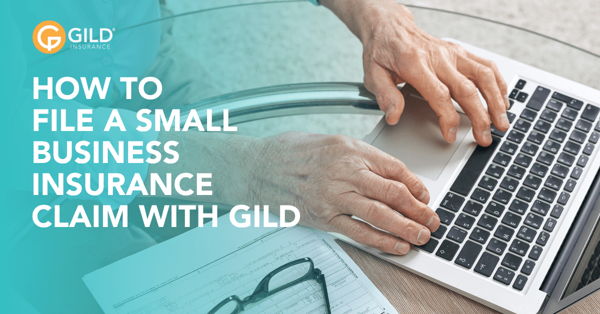 someone typing on a laptop to show how to file a small business insurance claim